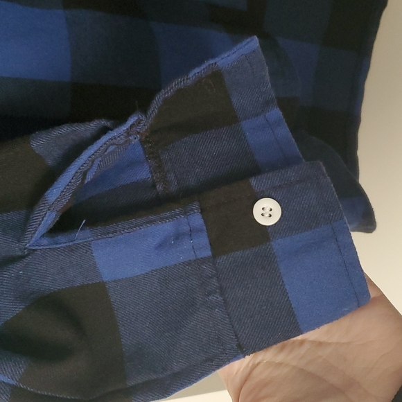 Blue Buffalo Check Flannel Half-Button Shirt, Size L (fits as M) - Picture 3 of 4